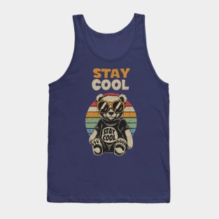 Stay Cool Teddy Bear Wearing Sunglasses Retro Design Tank Top